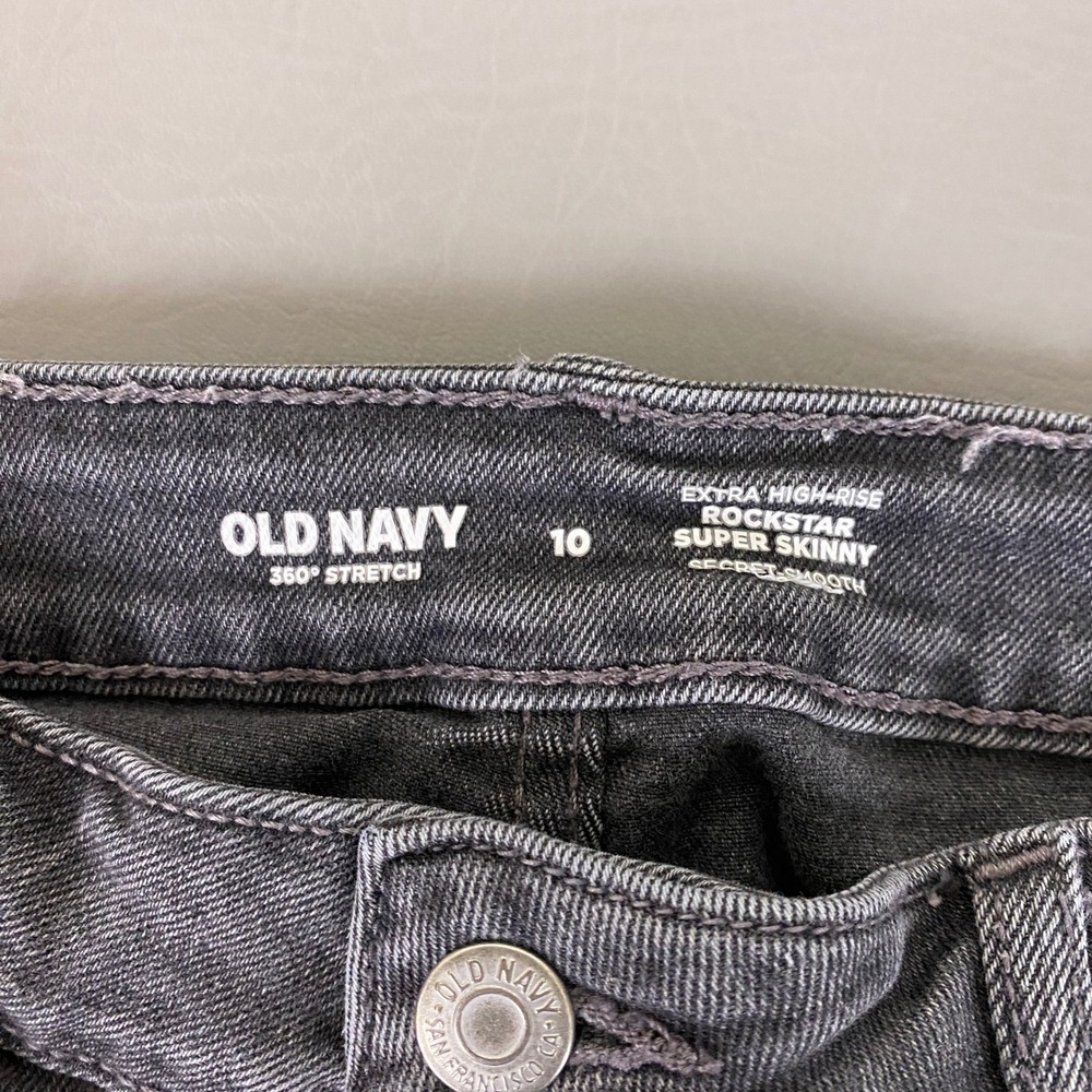 Old Navy Rockstar Jeans Size 10 Super Skinny Extra High-Rise Gray 360 Stretch - Picture 2 of 11